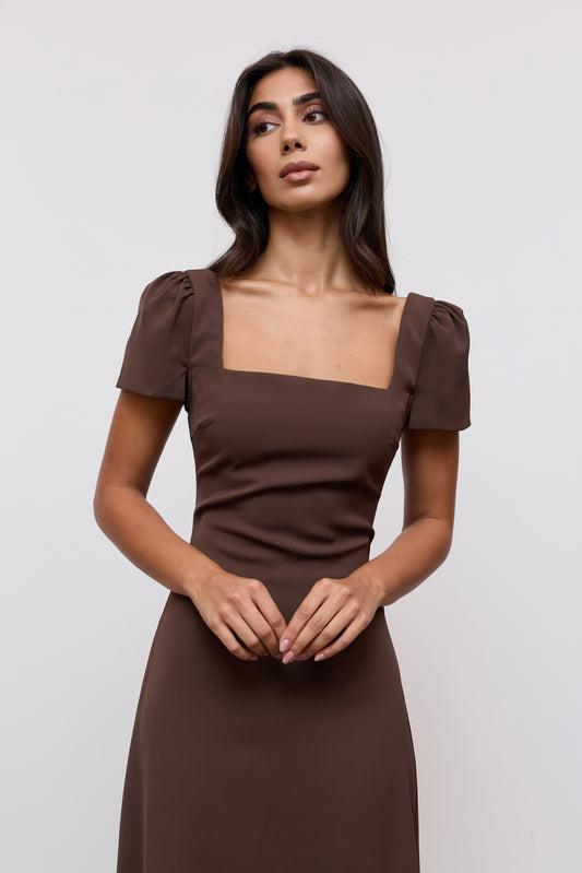 Square Neck Slip Midi Dress