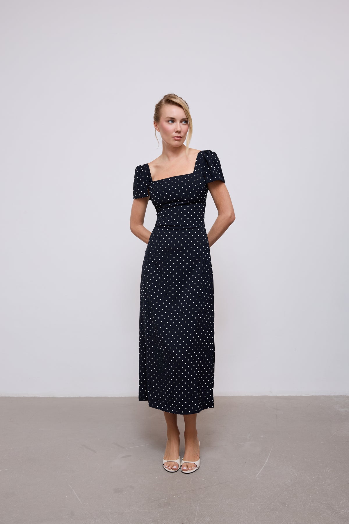 Square Neck Slip Midi Dress