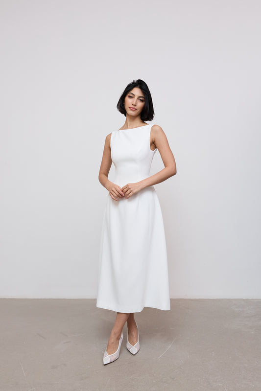Straight Neck Midi Dress