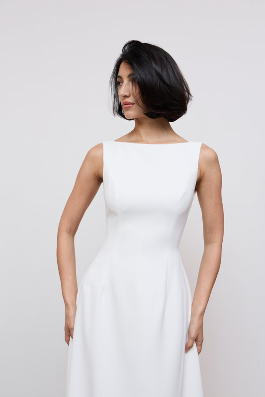 Straight Neck Midi Dress