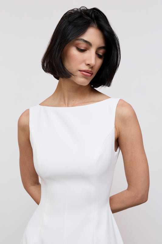 Straight Neck Midi Dress