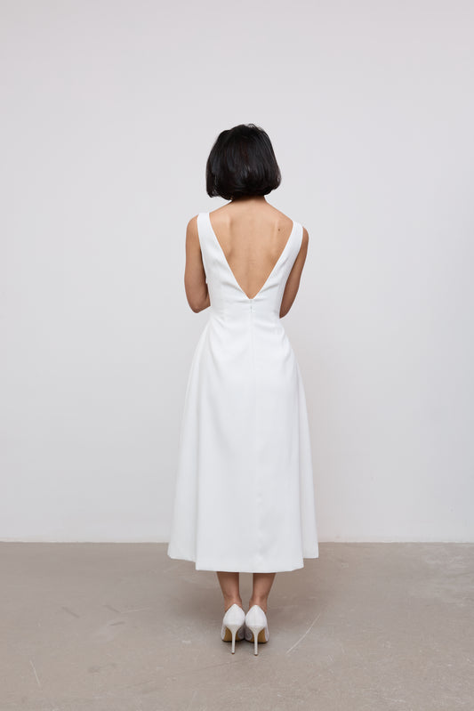 Straight Neck Midi Dress
