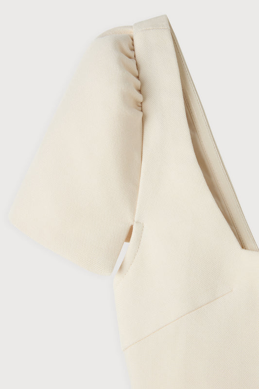 Linen Mix Square Neck Mini Dress