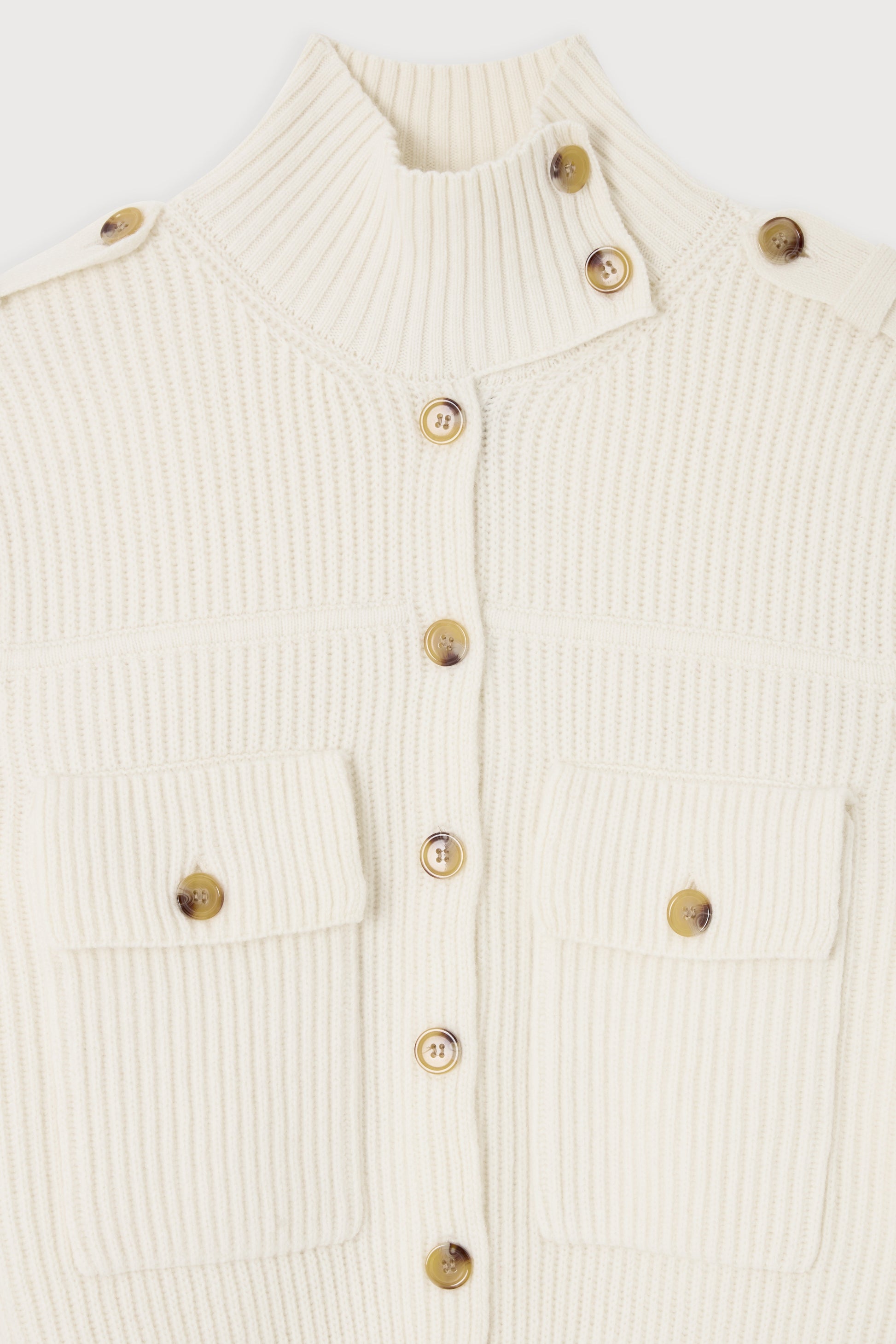Wool High Neck Cardigan