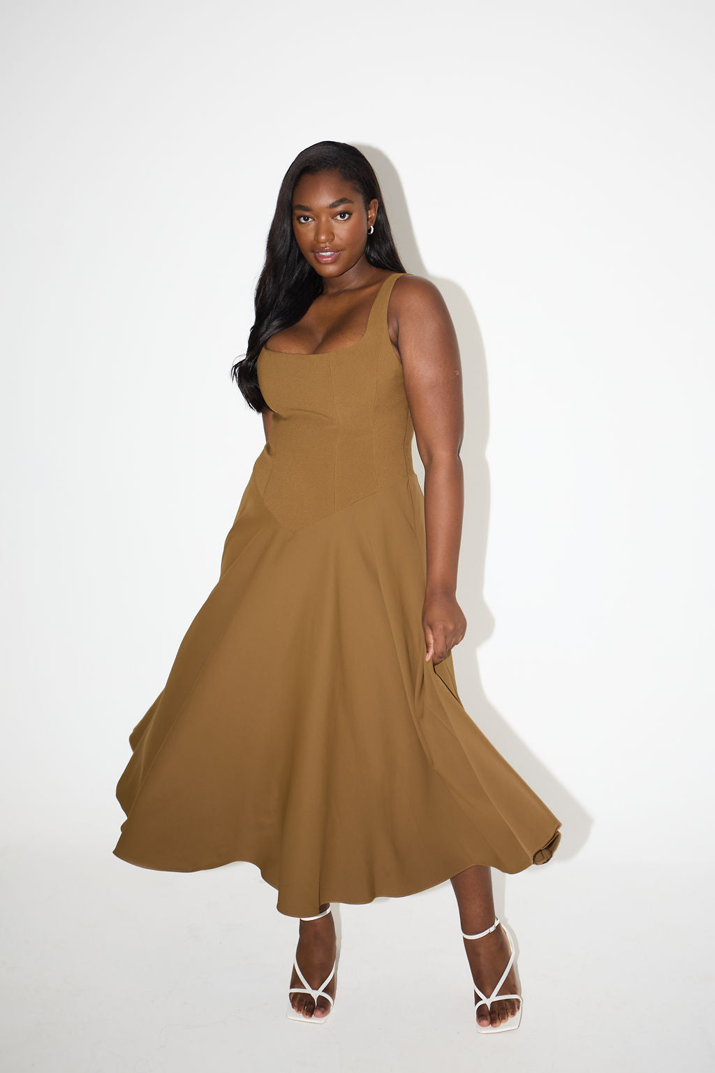 The Ultimate Muse Low Waist Square Neck Midi Dress