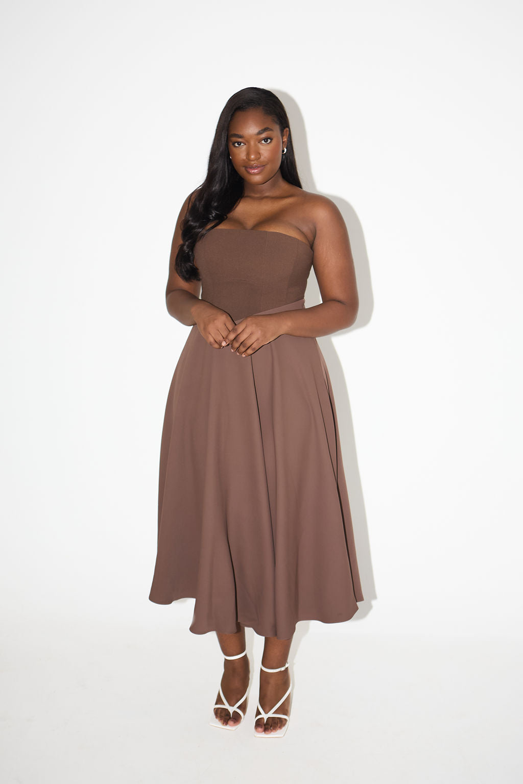 Strapless midi cocktail dress online